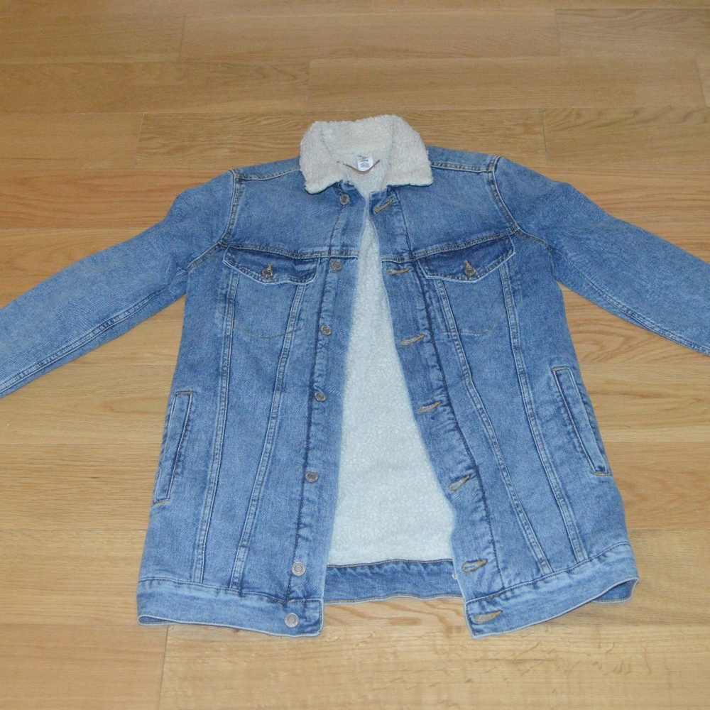 Denim Sherpa Coat Jean Jacket Size 34